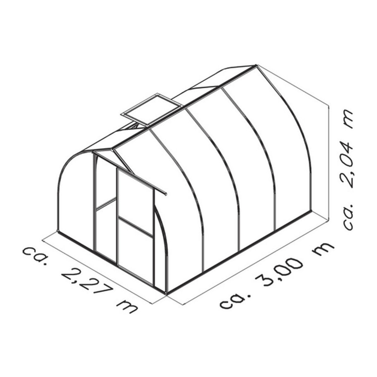 KGT Gewächshaus Rhodo aus Aluminium und Polycarbonat in Silber, 6,84 m² - Bild 3