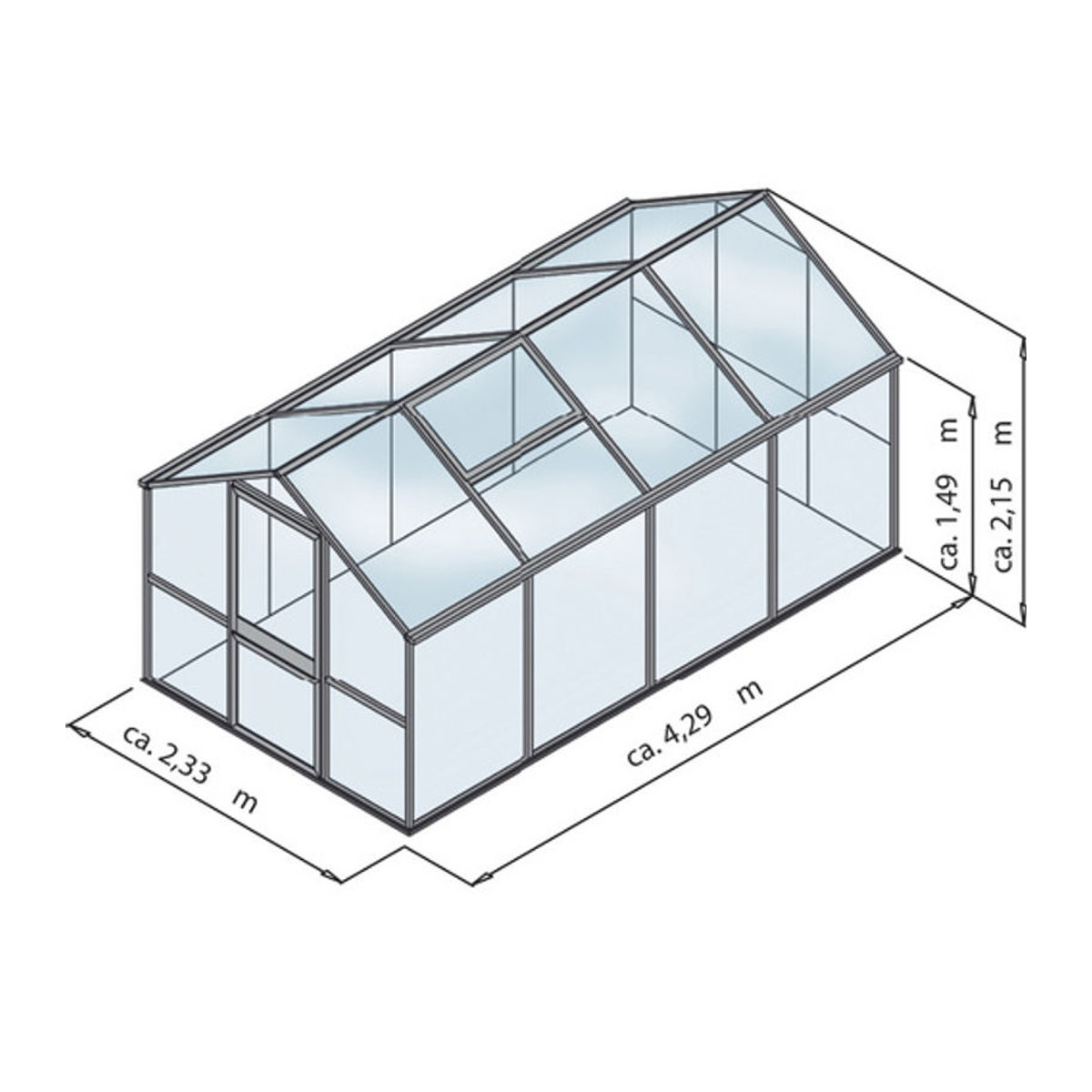 KGT Gewächshaus Rose in Grau mit Aluminiumrahmen und Polycarbonat-Verglasung, 10 m² - Bild 2