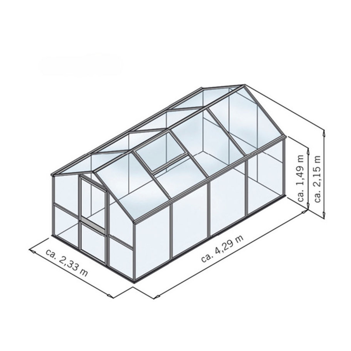 KGT Gewächshaus Rose in Grün mit Aluminiumrahmen und Polycarbonat-Platten, 10 m² - Bild 3