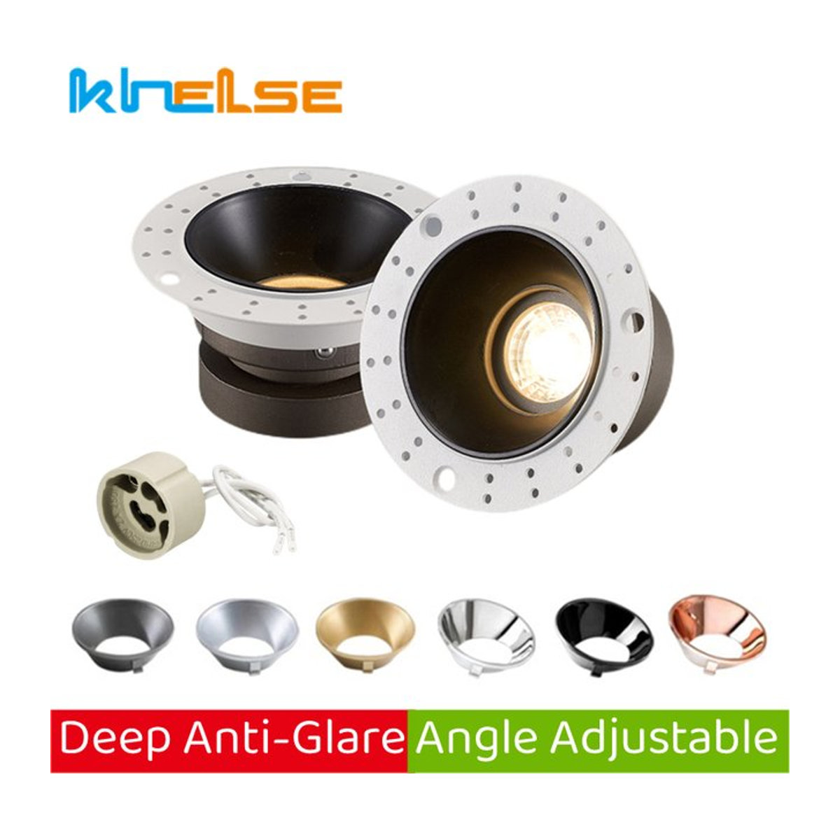 Khelse LED-Deckeneinbauleuchte in Weiß mit schmalem Rand und GU10/MR16-Lampenfassung für minimalistische Einbaustrahler - Bild 1