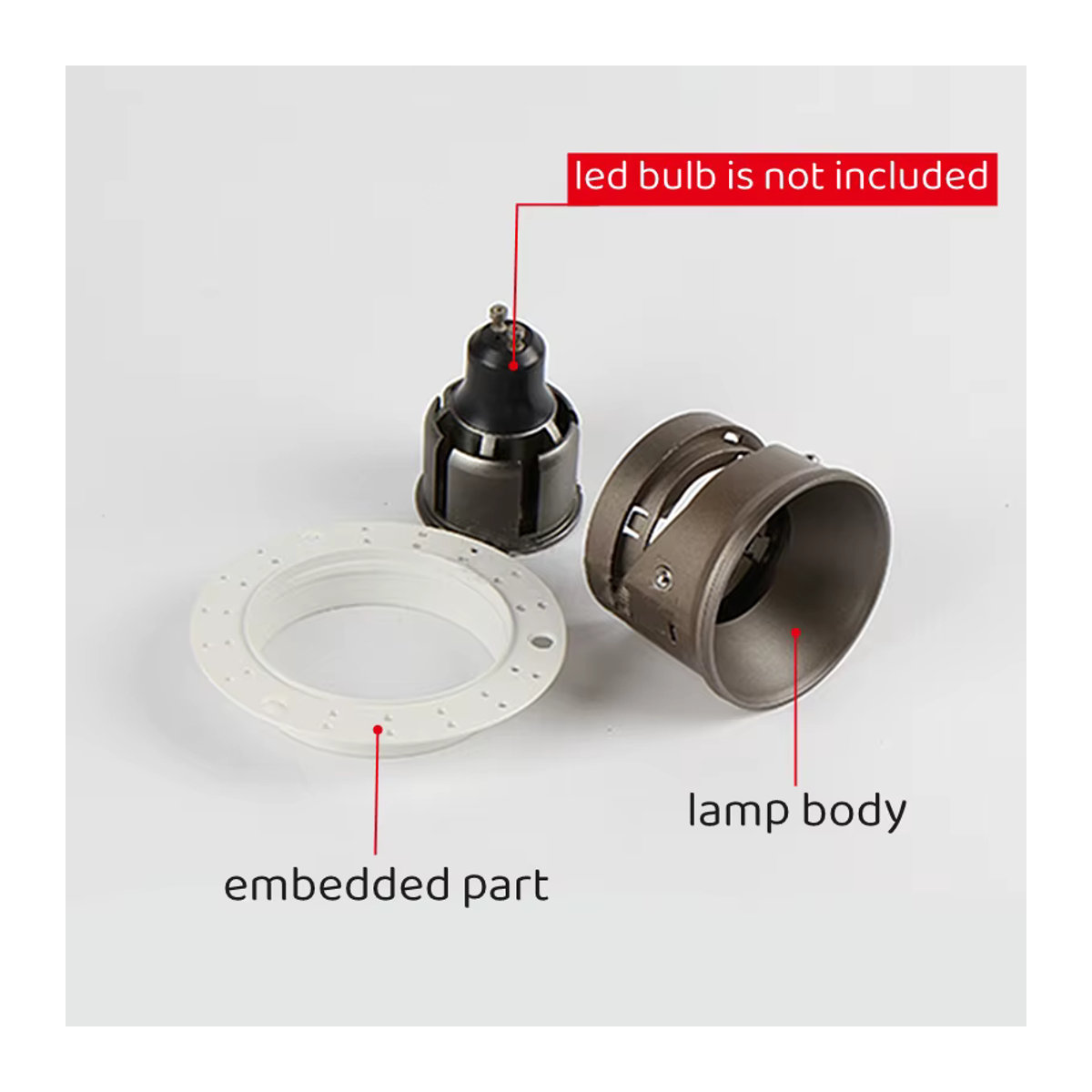 Khelse LED-Deckeneinbauleuchte in Weiß mit schmalem Rand und GU10/MR16-Lampenfassung für minimalistische Einbaustrahler - Bild 2