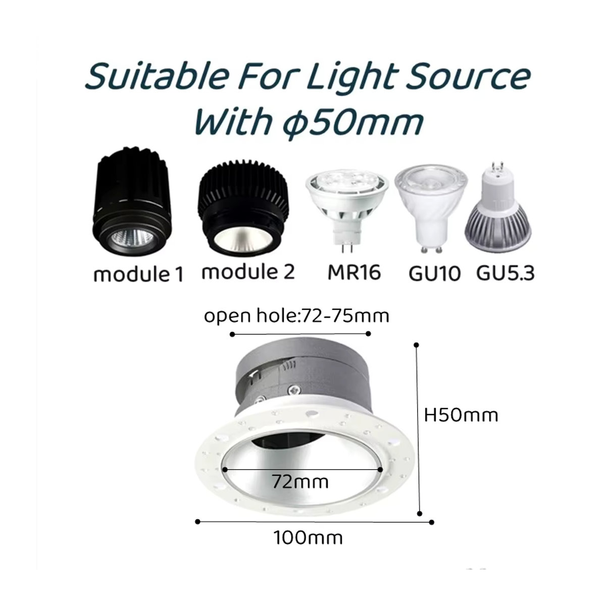 Khelse LED-Deckeneinbauleuchte in Weiß mit schmalem Rand und GU10/MR16-Lampenfassung für minimalistische Einbaustrahler - Bild 3