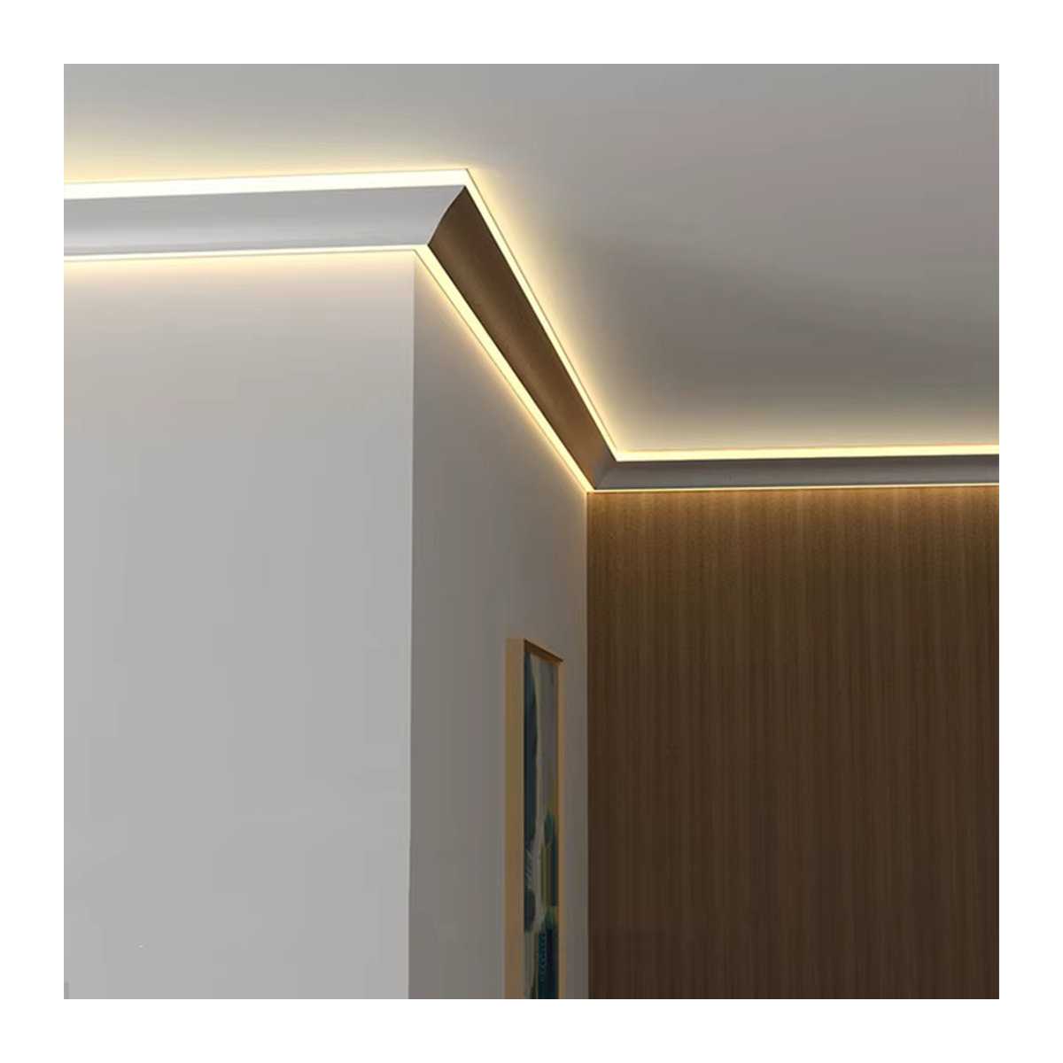 Khelse LED Deckenleuchte aus Aluminium in Weiß, minimalistische Eckleuchtenlampe zur Oberflächenmontage als lineares Lichtkanal-Dekor - Bild 2