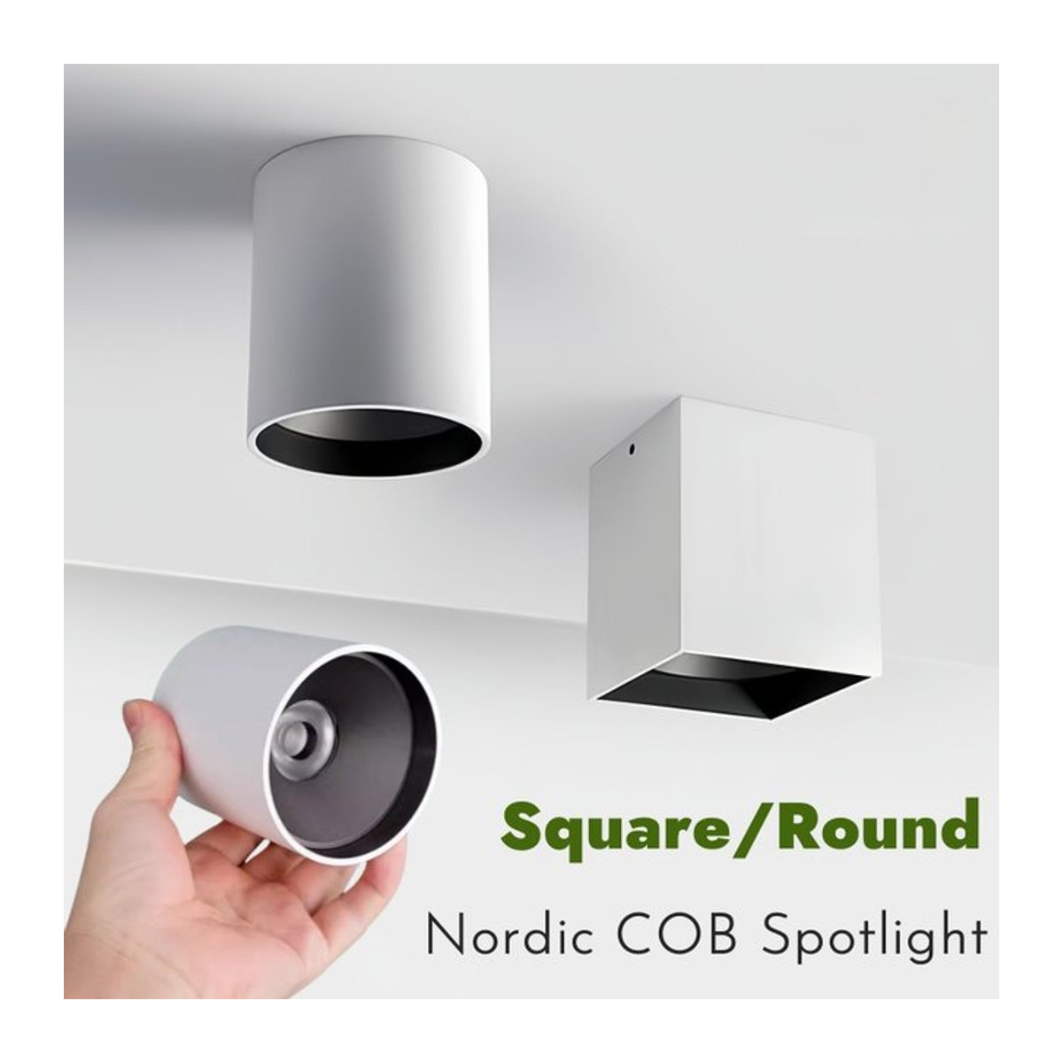 Khelse LED Downlight Weiß, dimmbare COB Deckenleuchte für Büro und Galerie, 12 W, minimalistisches Design - Bild 1