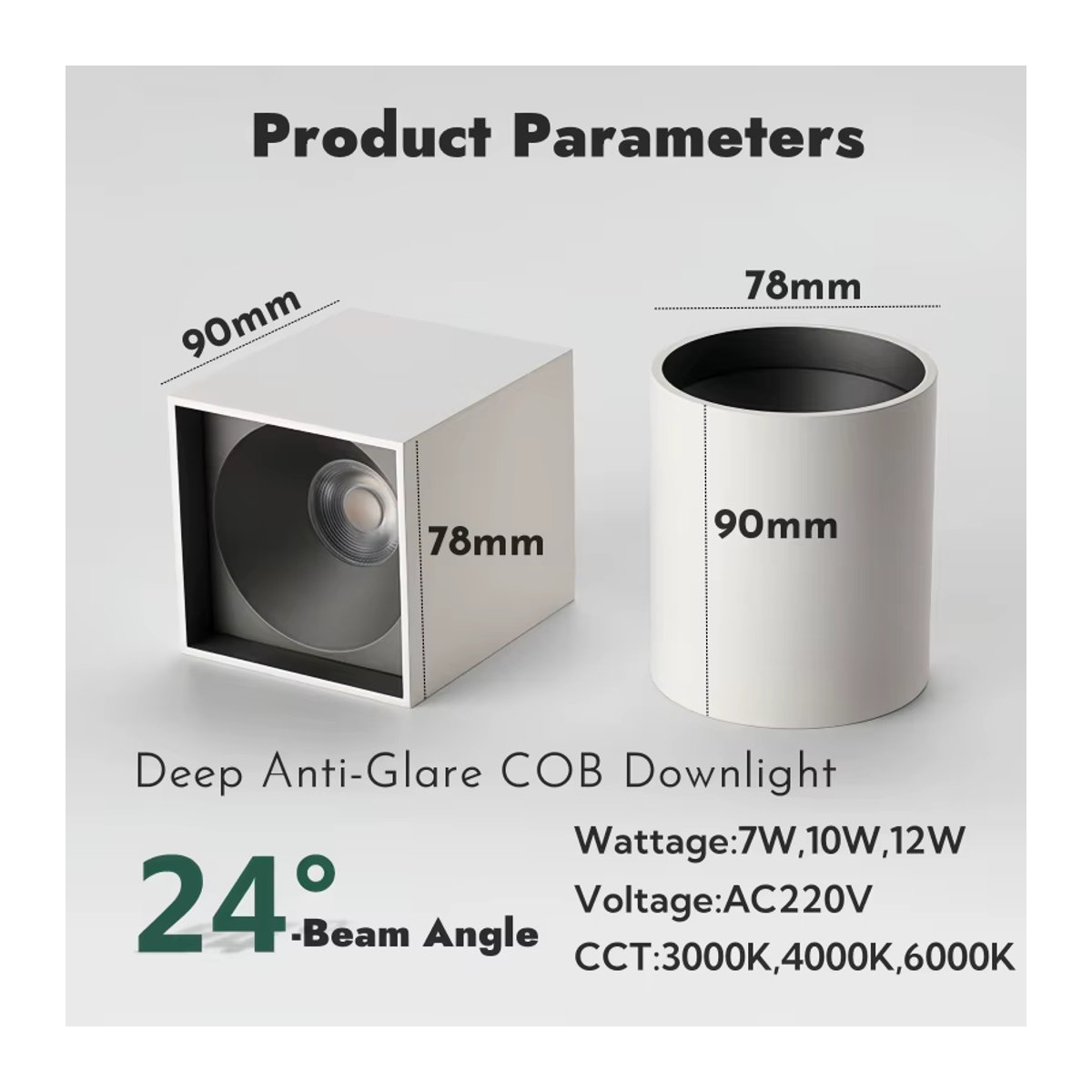 Khelse LED Downlight Weiß, dimmbare COB Deckenleuchte für Büro und Galerie, 12 W, minimalistisches Design - Bild 3