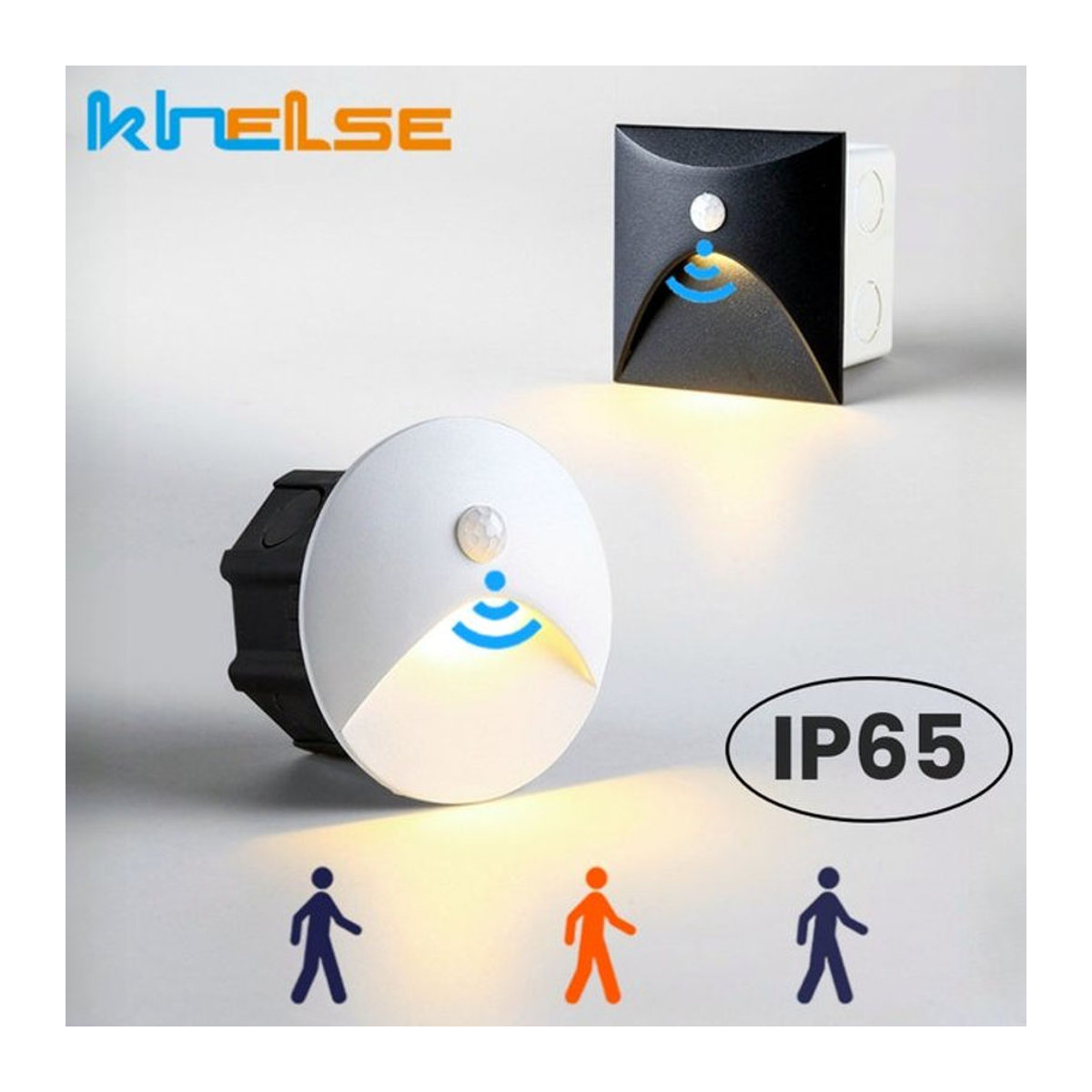 Khelse LED Outdoor Treppenleuchte mit Bewegungssensor, wasserdichte Wandleuchte für Garten und Hof, Schwarz/Weiß - Bild 1