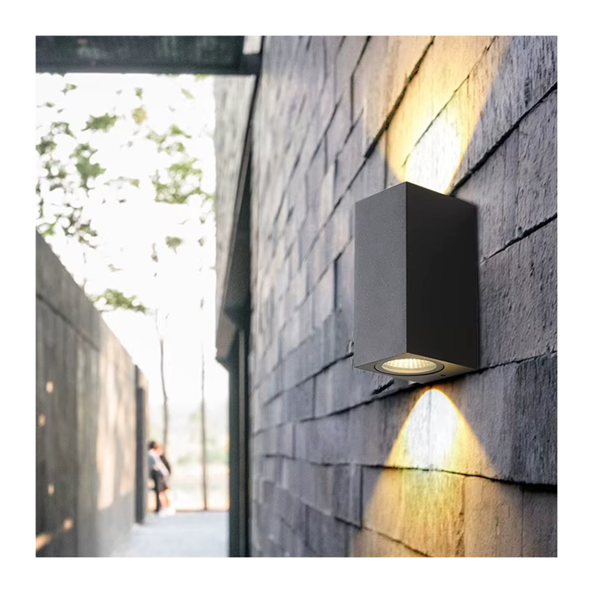 Khelse LED Outdoor Wandleuchte Schwarz Minimalistisch mit GU10 Up und Down Licht für Garten und Außenbereich - Bild 2