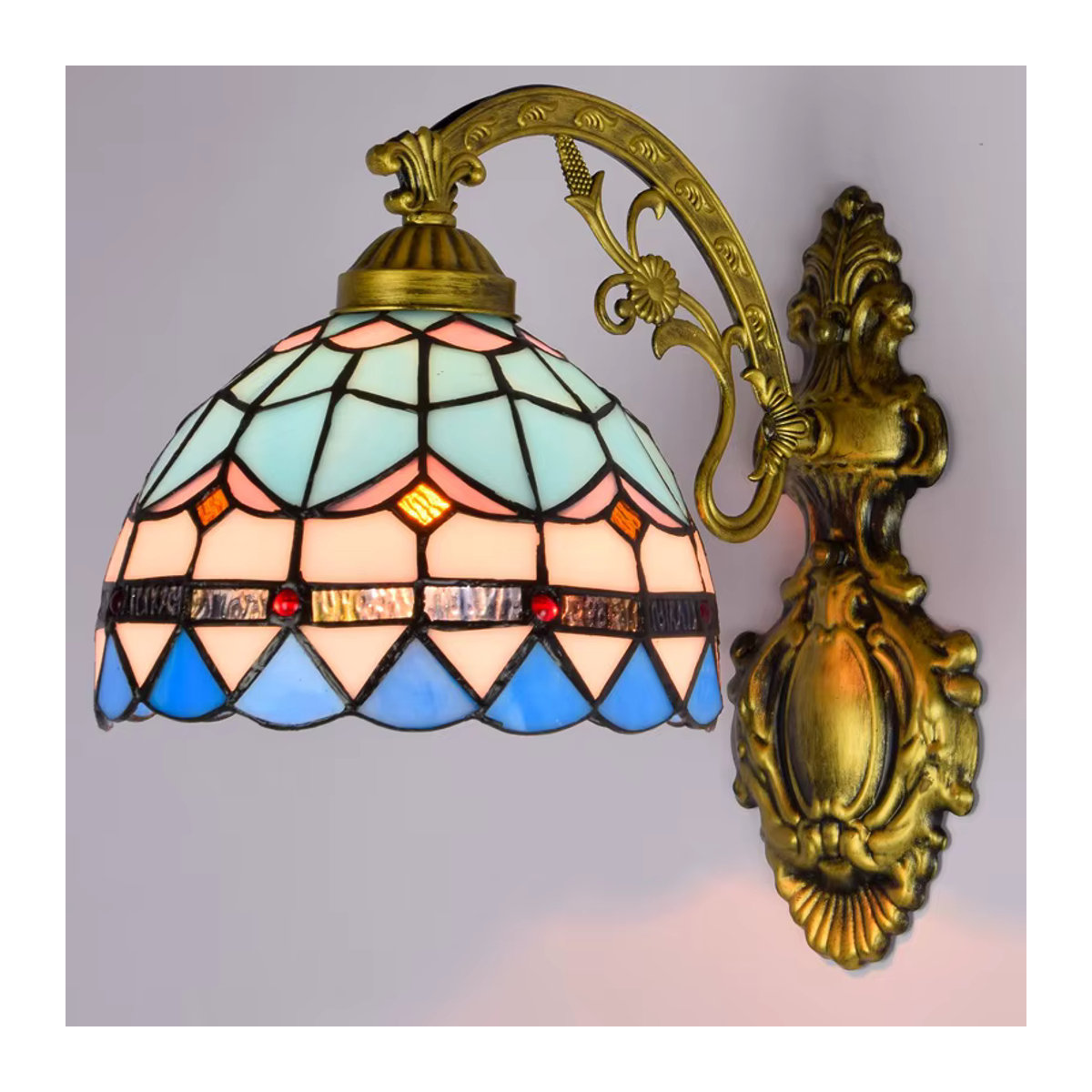 Khelse LED Wandleuchte aus Buntglas im Vintage Mittelmeer Barock Stil - Bild 1