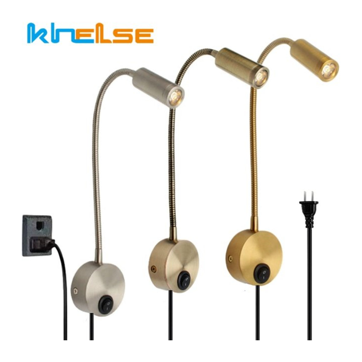 Khelse LED Wandleuchte Schwanenhals in Bronze mit flexiblem Schlauch für Nachttisch und Schlafzimmer - Bild 1