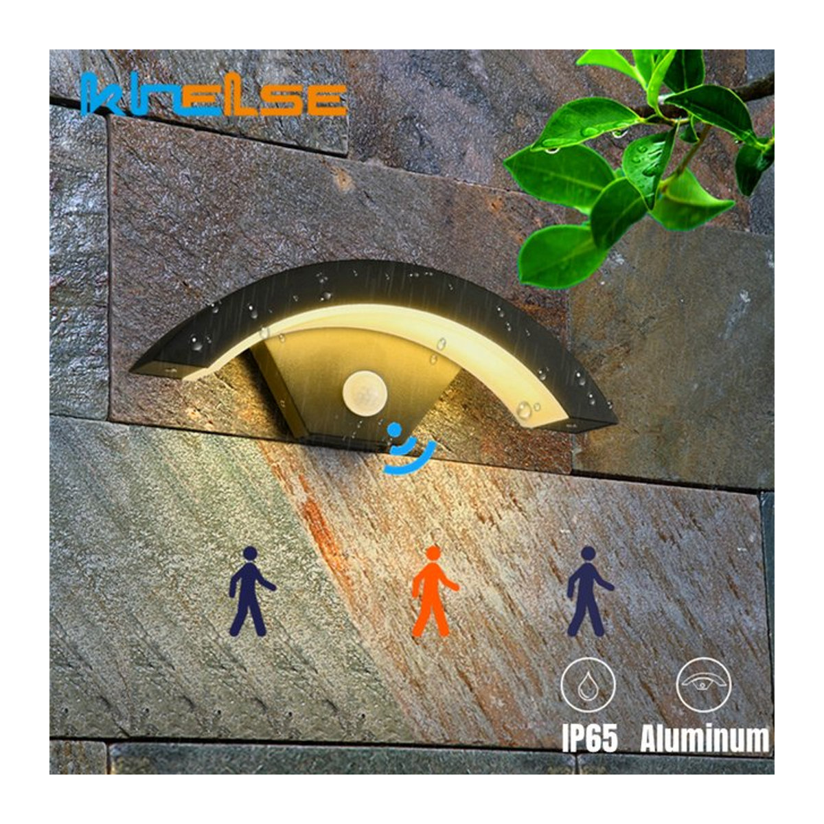 Khelse Moderne LED Außenwandleuchte mit Bewegungssensor, IP65 Wasserdicht, Schwarz, Warmweiß 3000K - Bild 1