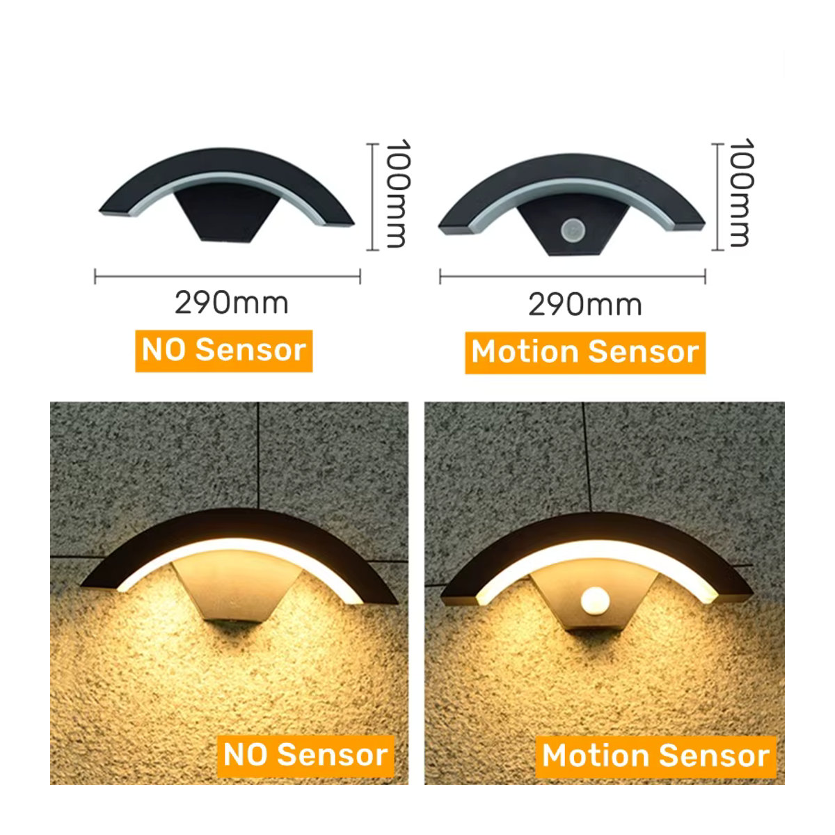 Khelse Moderne LED Außenwandleuchte mit Bewegungssensor, IP65 Wasserdicht, Schwarz, Warmweiß 3000K - Bild 4