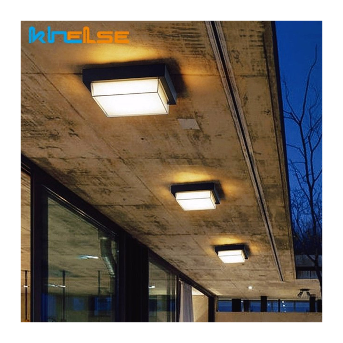 Khelse Moderne Quadratische LED-Wandleuchte Schwarz Wasserdicht für Außenbereich und Badezimmer - Bild 1