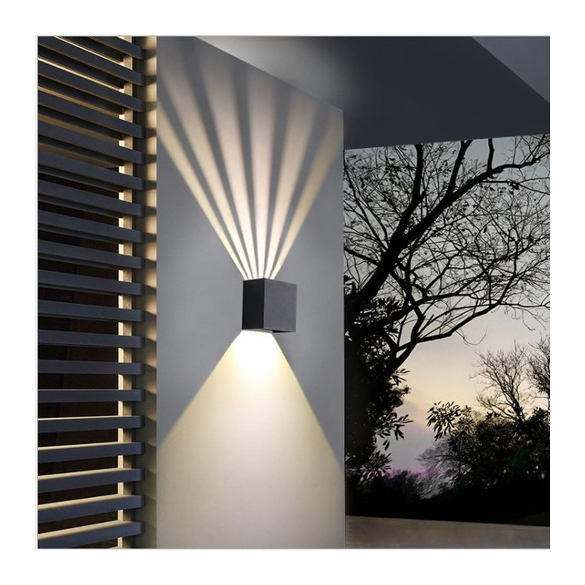 Khelse Moderne Würfel-LED-Wandleuchte aus Aluminium in Schwarz mit warmweißem Licht, IP65 wasserdicht für Innen- und Außenbereich - Bild 1