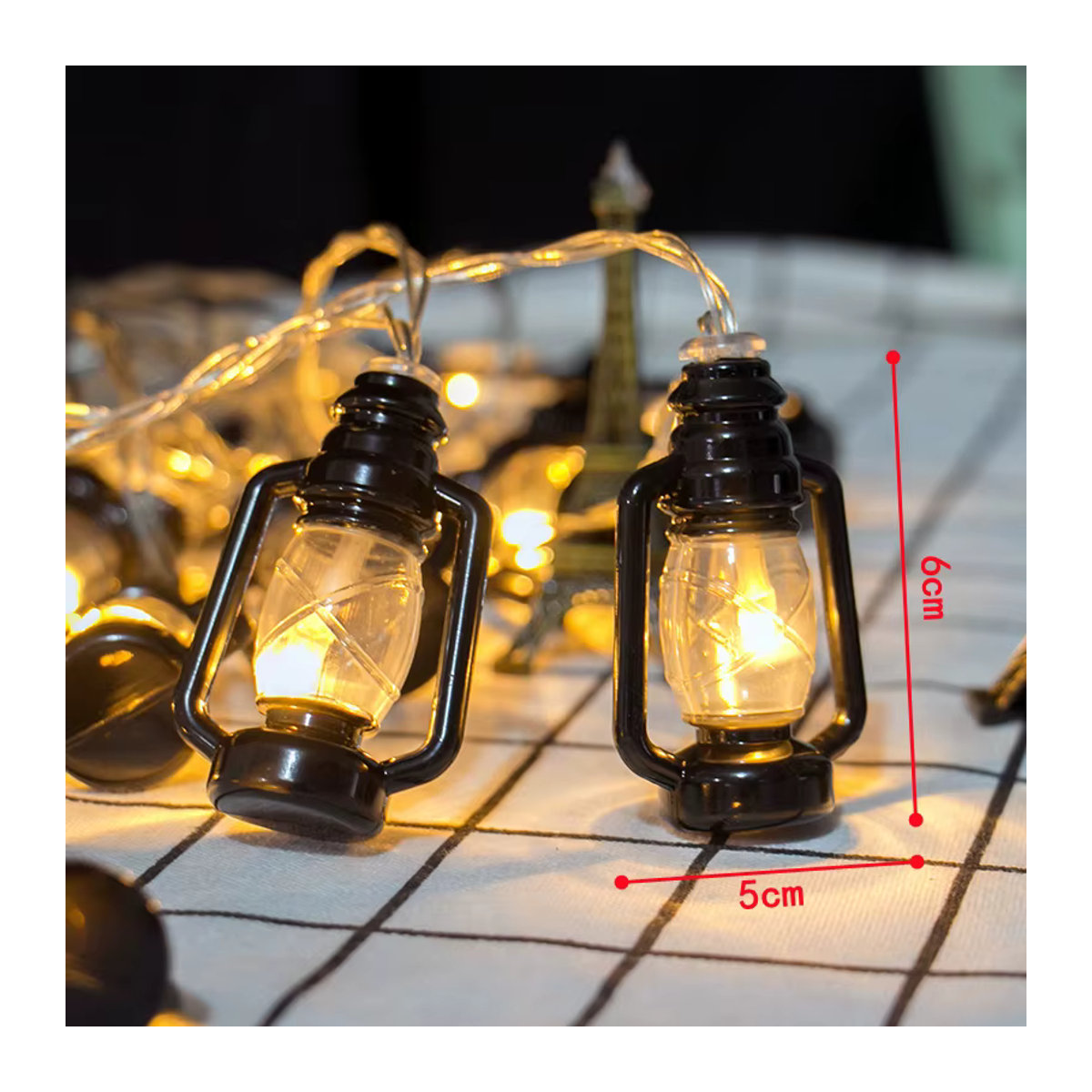 Khelse Retro LED Lichterkette in Schwarz als Wasser Öl Laterne für Garten und Outdoor mit Batterie oder USB-Betrieb - Bild 2