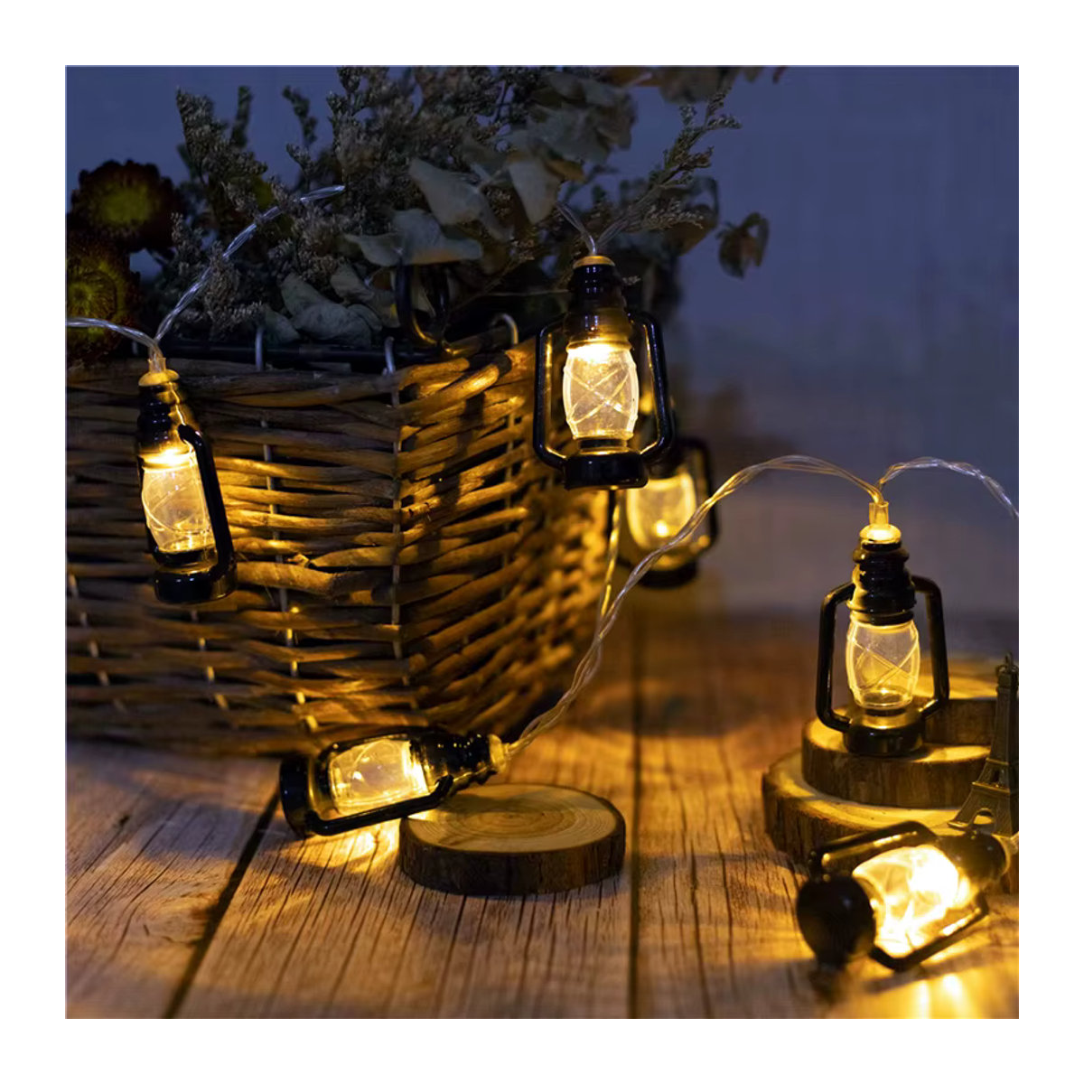Khelse Retro LED Lichterkette in Schwarz als Wasser Öl Laterne für Garten und Outdoor mit Batterie oder USB-Betrieb - Bild 5