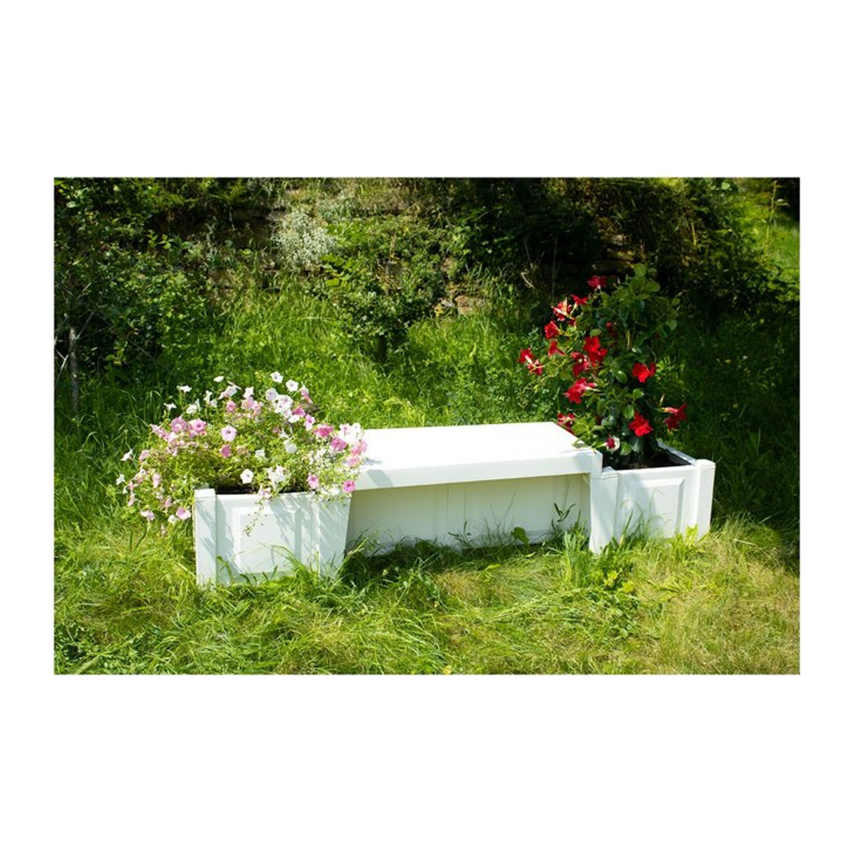 KHW Gartenbank Berlin 2-Sitzer aus Kunststoff mit Pflanzkästen in Weiß, B/H/T: 174 x 41 x 49 cm - Bild 1