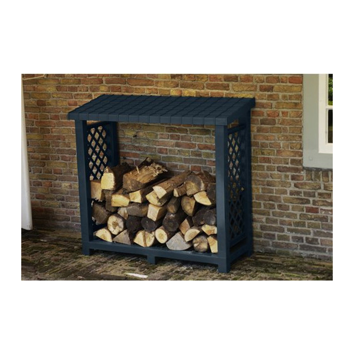 KHW Modernes Kaminholzregal in Anthrazit und Grau, B/H/T: 114 x 102 x 47 cm - Bild 2