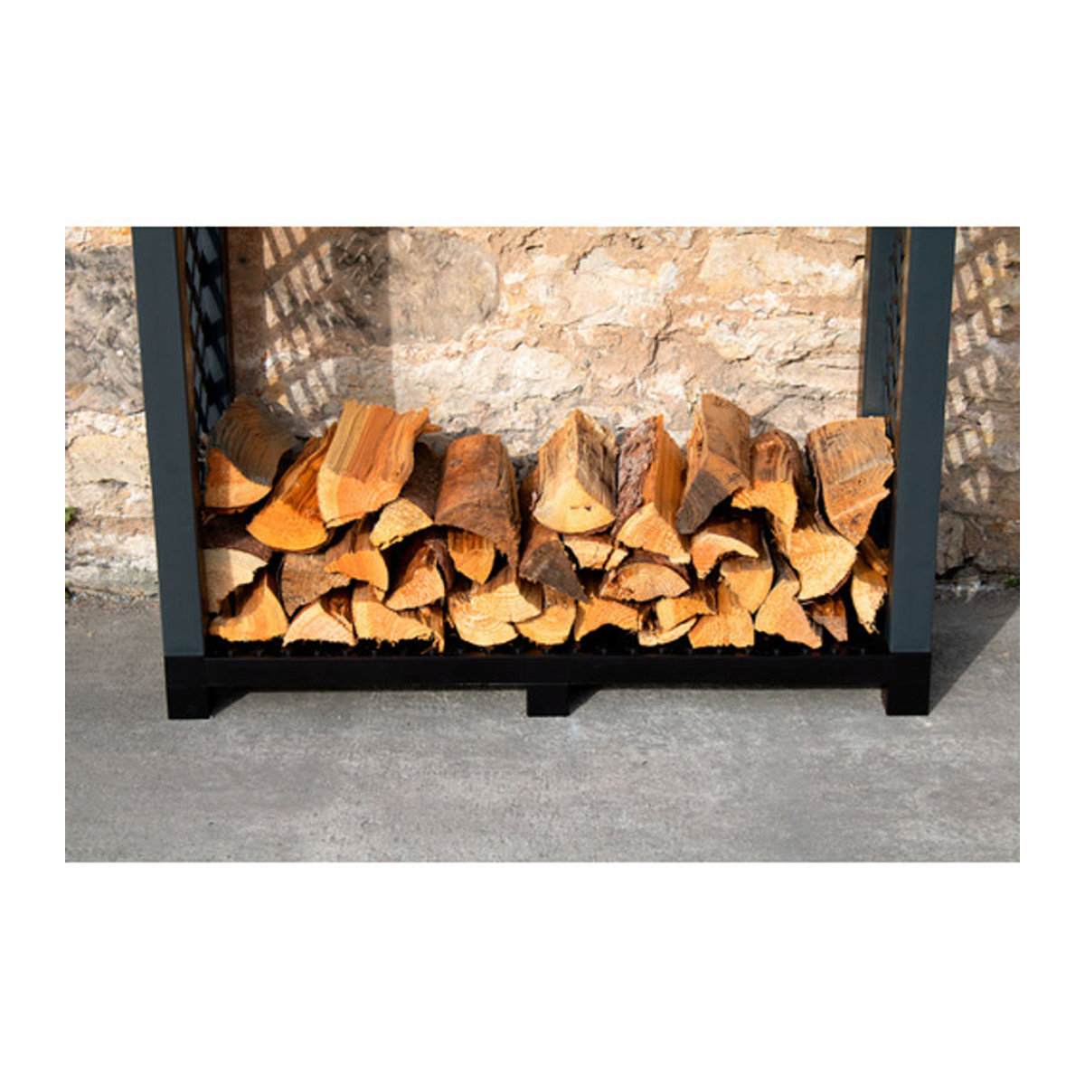 KHW Modernes Kaminholzregal in Anthrazit und Grau, B/H/T: 114 x 102 x 47 cm - Bild 3