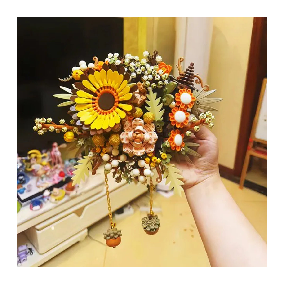 Kidsland DIY Sonnenblumen Baustein-Modell Wanddeko aus Kunststoff, Mehrfarbig - Bild 1