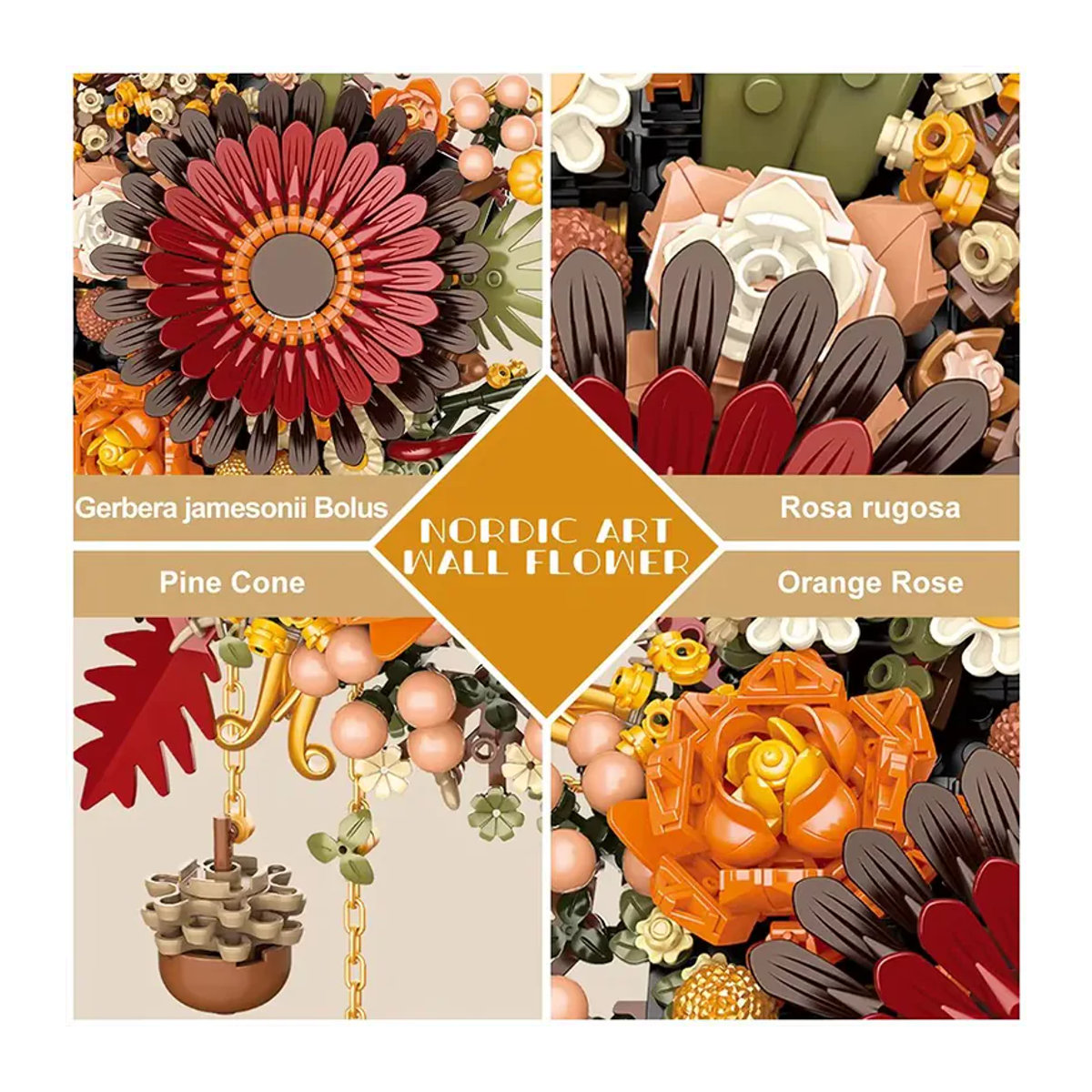 Kidsland DIY Sonnenblumen Baustein-Modell Wanddeko aus Kunststoff, Mehrfarbig - Bild 2