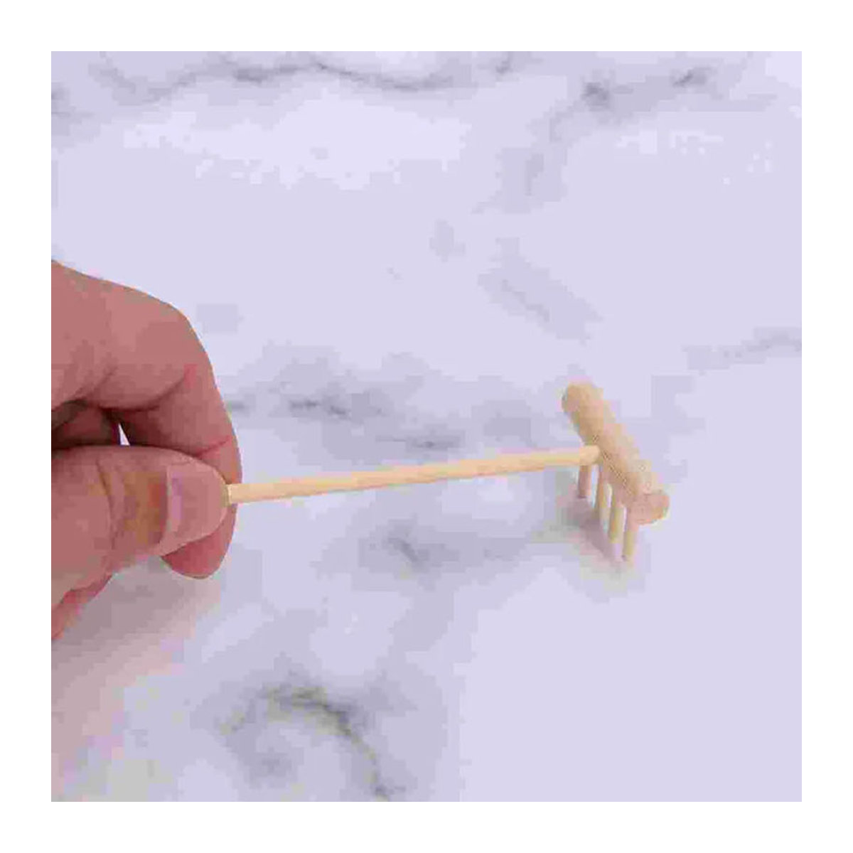 Kidsly 10er Set Sandtisch Zubehör aus Bambus im japanischen Zen-Stil für Sandkästen und Schreibtischdekoration in Braun und Beige - Bild 3