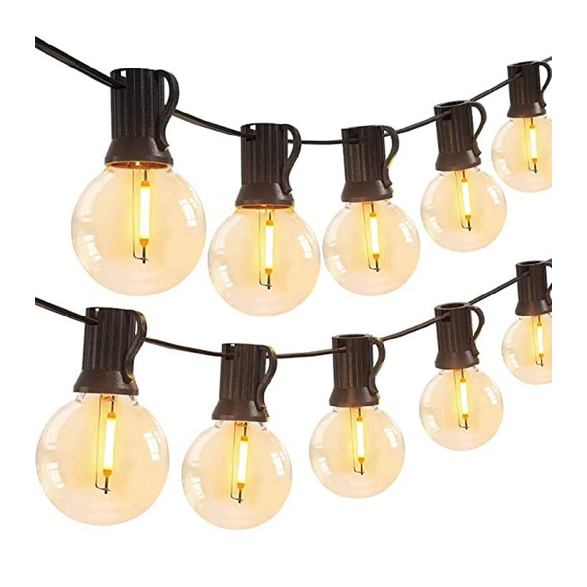 KIKIELF G40 LED Outdoor Lichterkette mit dimmbaren Retro Globus Glühbirnen in Schwarz für Garten Terrasse und Camping - Bild 1