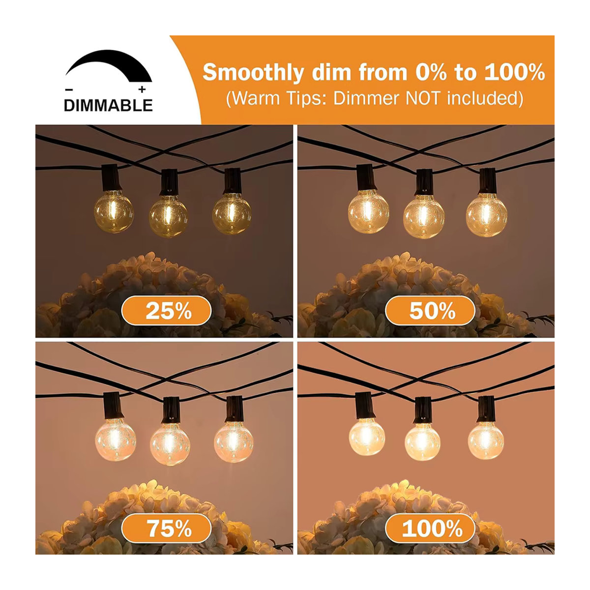 KIKIELF G40 LED Outdoor Lichterkette mit dimmbaren Retro Globus Glühbirnen in Schwarz für Garten Terrasse und Camping - Bild 3