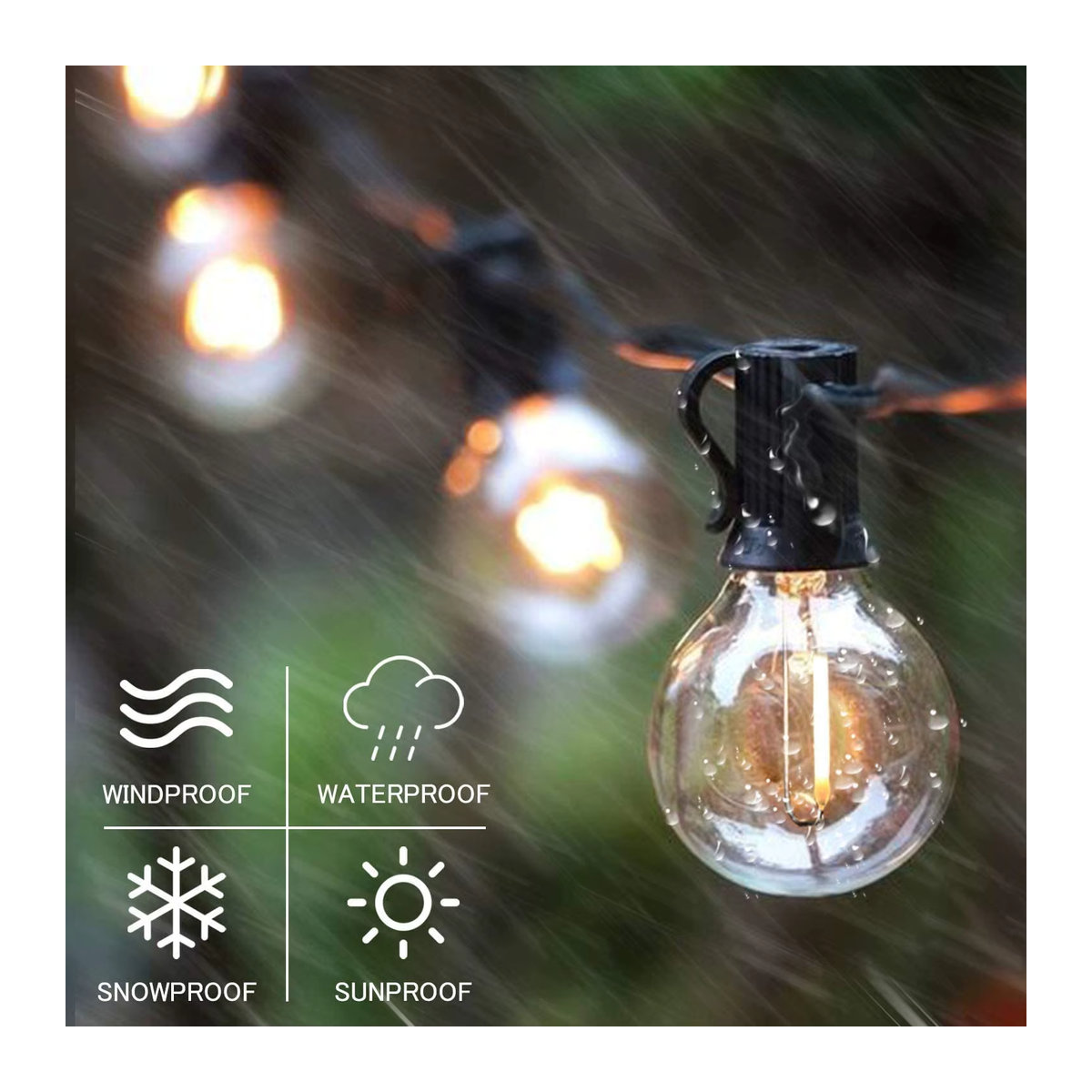 KIKIELF G40 LED Outdoor Lichterkette mit dimmbaren Retro Globus Glühbirnen in Schwarz für Garten Terrasse und Camping - Bild 5