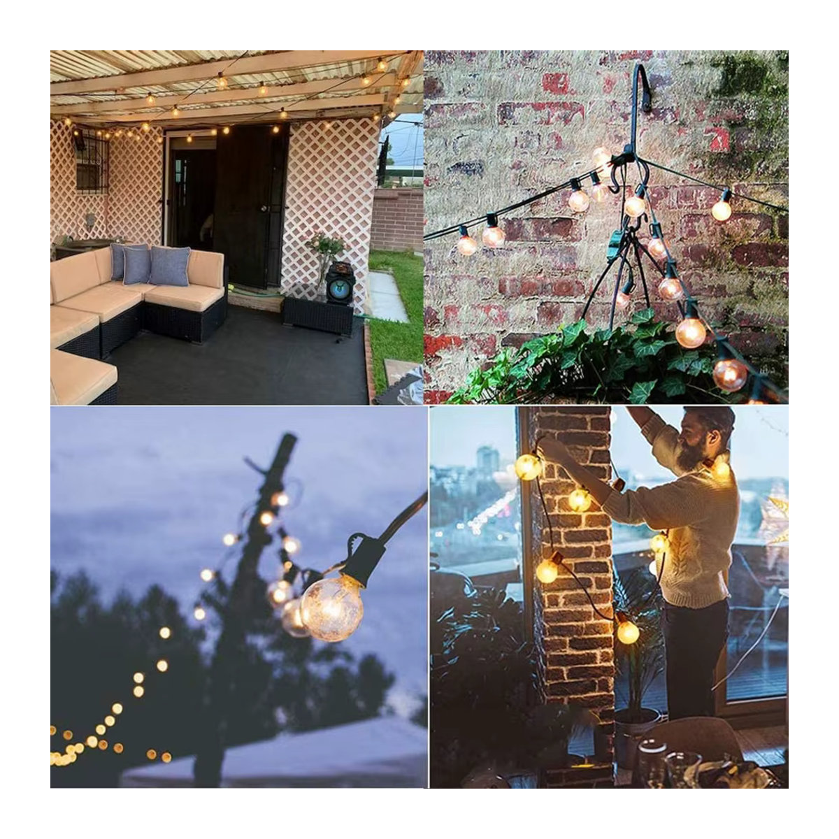 KIKIELF G40 LED Outdoor Lichterkette mit dimmbaren Retro Globus Glühbirnen in Schwarz für Garten Terrasse und Camping - Bild 6