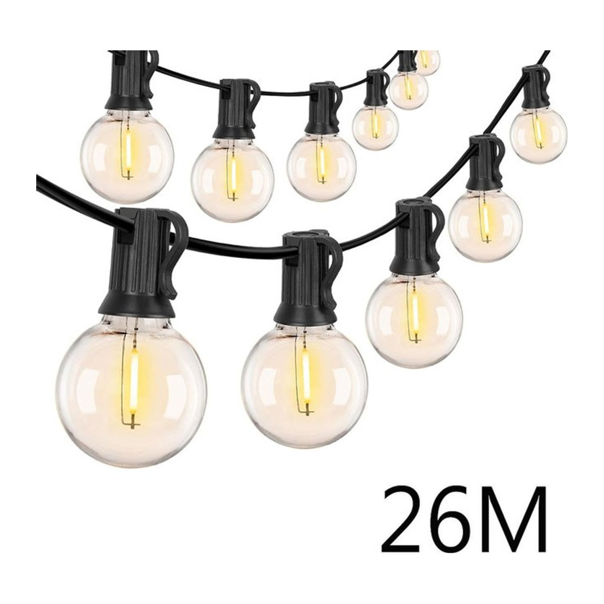 KIKIELF LED G40 Outdoor Lichterkette Retro Glas in Schwarz für Garten Terrasse und Party - Bild 1