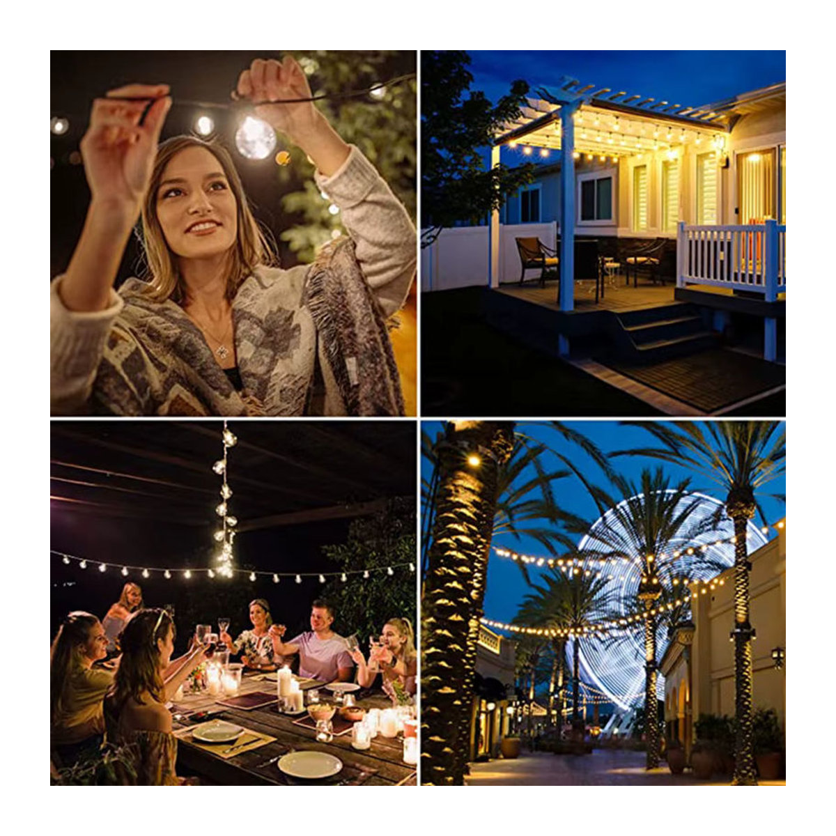 KIKIELF LED G40 Outdoor Lichterkette Retro Glas in Schwarz für Garten Terrasse und Party - Bild 5