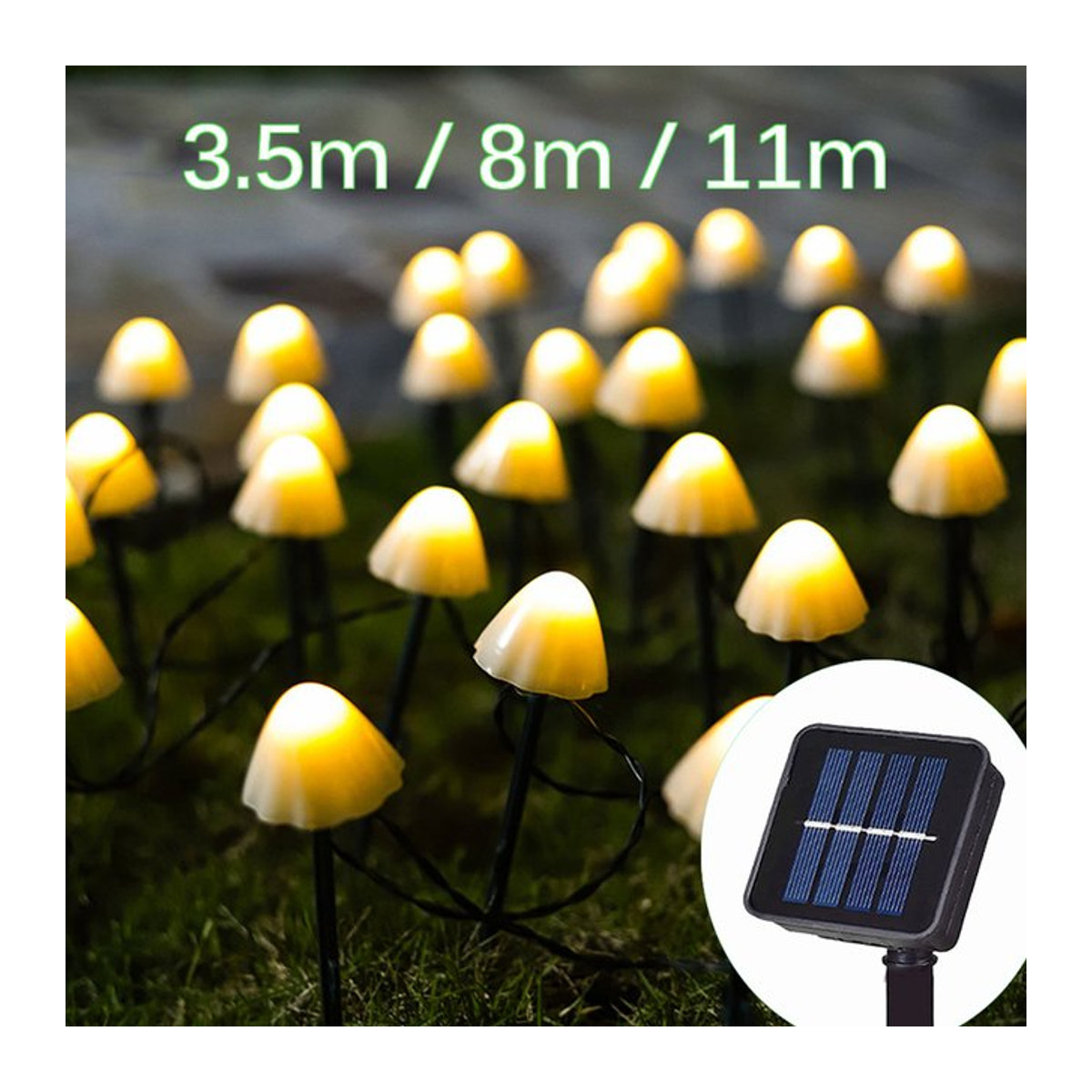 KIKIELF Solar LED Pilz-Lichterkette Schwarz Wasserdichte Outdoor Girlande für Garten und Terrasse - Bild 1