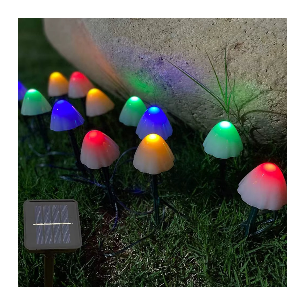 KIKIELF Solar LED Pilz-Lichterkette Schwarz Wasserdichte Outdoor Girlande für Garten und Terrasse - Bild 5