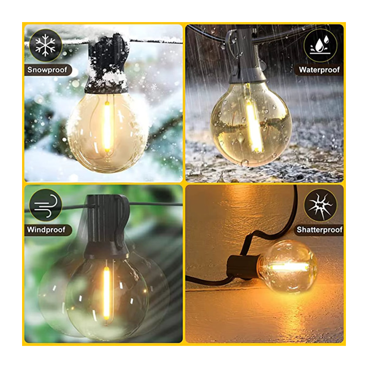KIKIELF Solar-Lichterkette mit LED-Kugelbirnen in Weiß für Garten, Terrasse und Outdoor-Dekoration - Bild 4