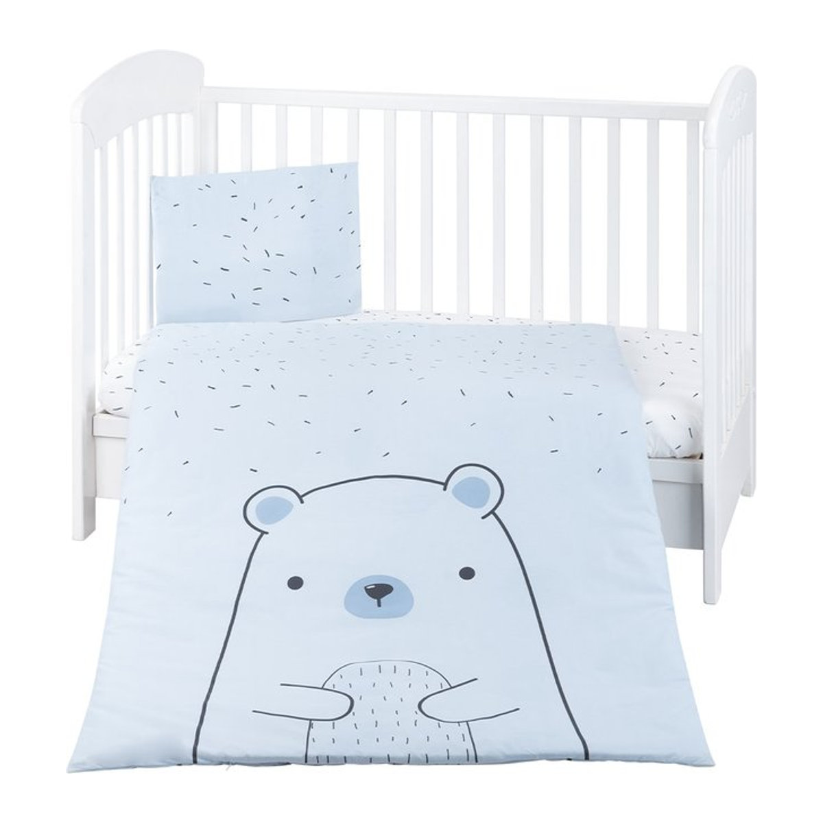 Kikkaboo Kinderbettwäsche Bär 3-teilig in Blau mit Decke 135 x 95 cm und Kissen 45 x 35 cm - Bild 1