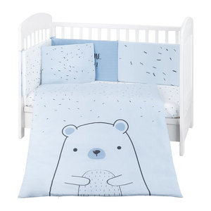 Kikkaboo Kinderbettwäsche Bär 6-teiliges Set in Blau mit Decke, Kissen und Laken