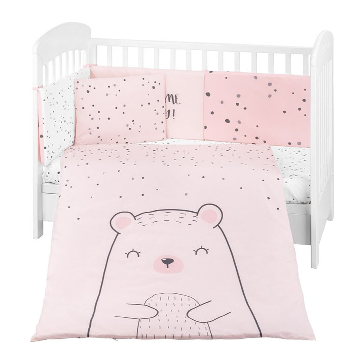 Kikkaboo Kinderbettwäsche Bär 6-teiliges Set in Rosa mit Decke 135 x 95 cm, Kissen 45 x 35 cm und Laken 140 x 70 cm - Bild 1