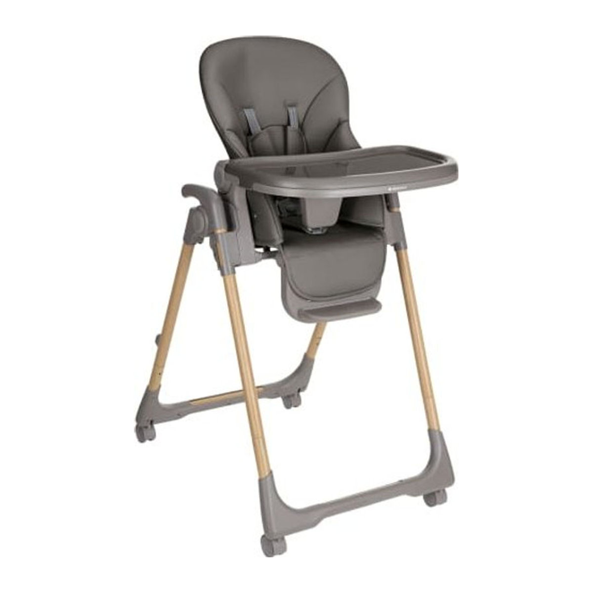 Kikkaboo Kinderhochstuhl Olive in Grau mit Rädern und Bremse, klappbar und höhenverstellbar - Bild 1