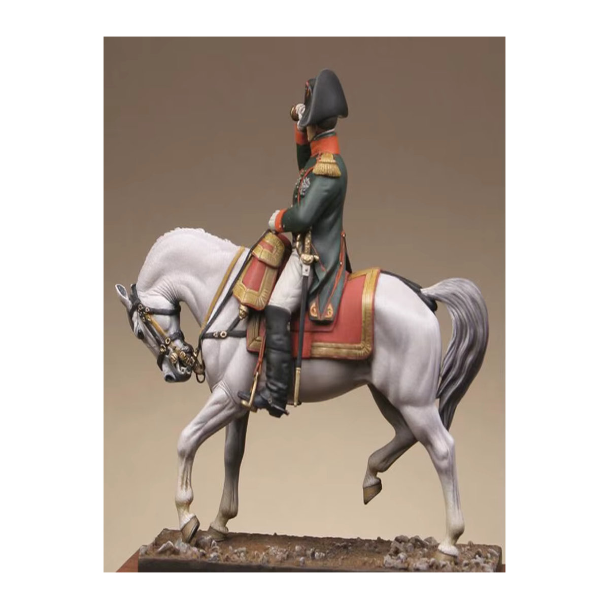 KIMERA Figurenbausatz Napoleon-Offizier mit Pferd im Maßstab 1:32 aus Kunstharz, unbemaltes Kriegermodell - Bild 3