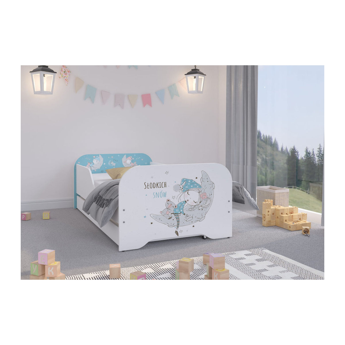 Kinderbett MIKI aus Holzwerkstoff in Weiß, B/T: 160 x 80 cm - Bild 2