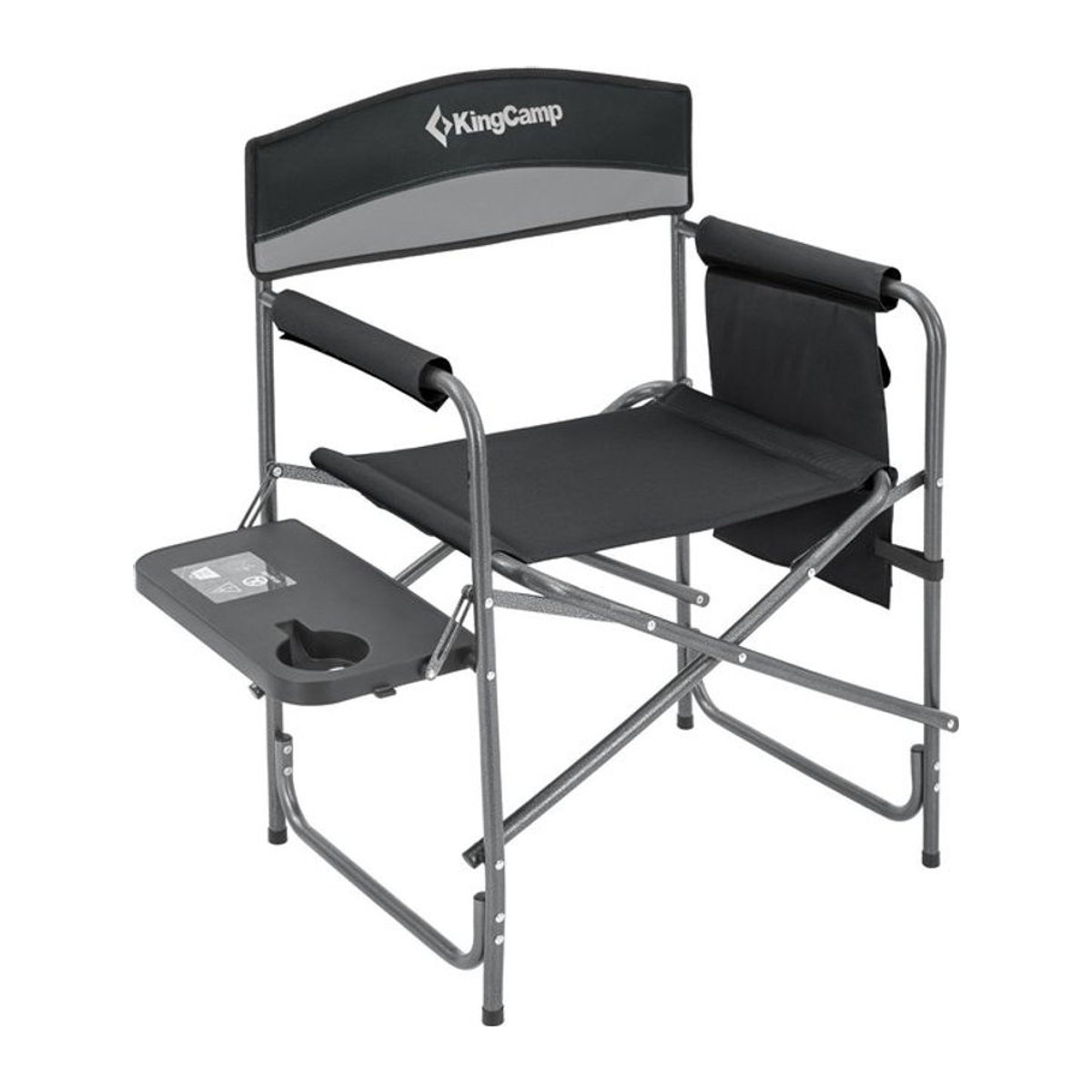 KING CAMP klappbarer Campingstuhl ASH B10 mit Armlehnen aus Metall in Schwarz und Grau - Bild 1