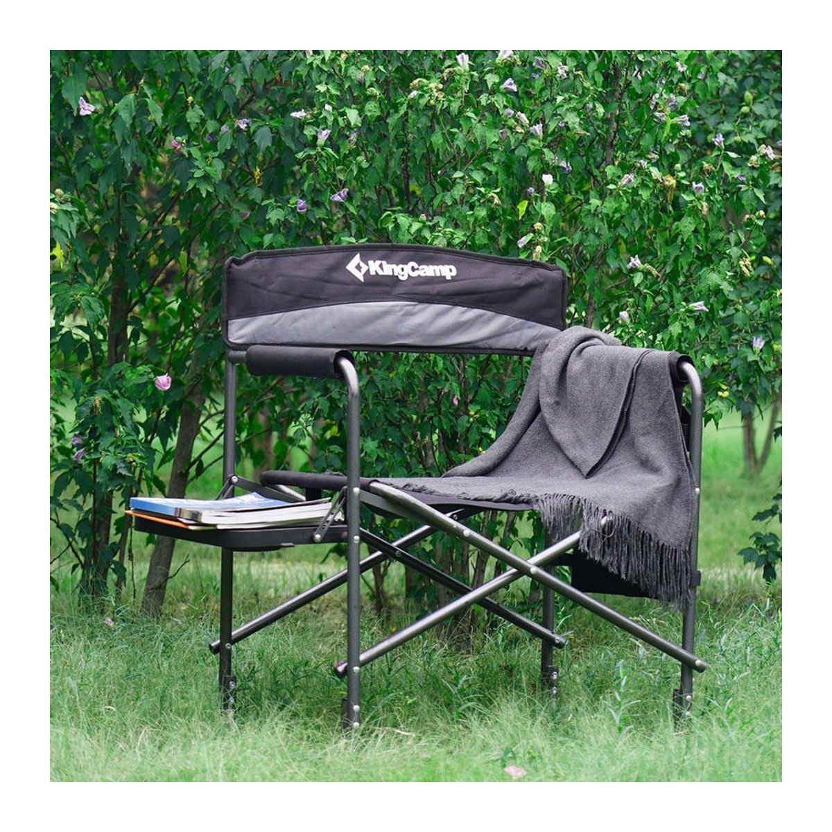 KING CAMP klappbarer Campingstuhl ASH B10 mit Armlehnen aus Metall in Schwarz und Grau - Bild 5