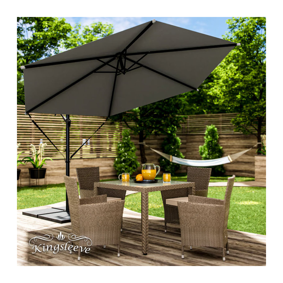 Kingsleeve Ampelschirm Anthrazit mit Aluminiumgestell und Polyester-Abdeckung Durchmesser: 300 cm - Bild 2