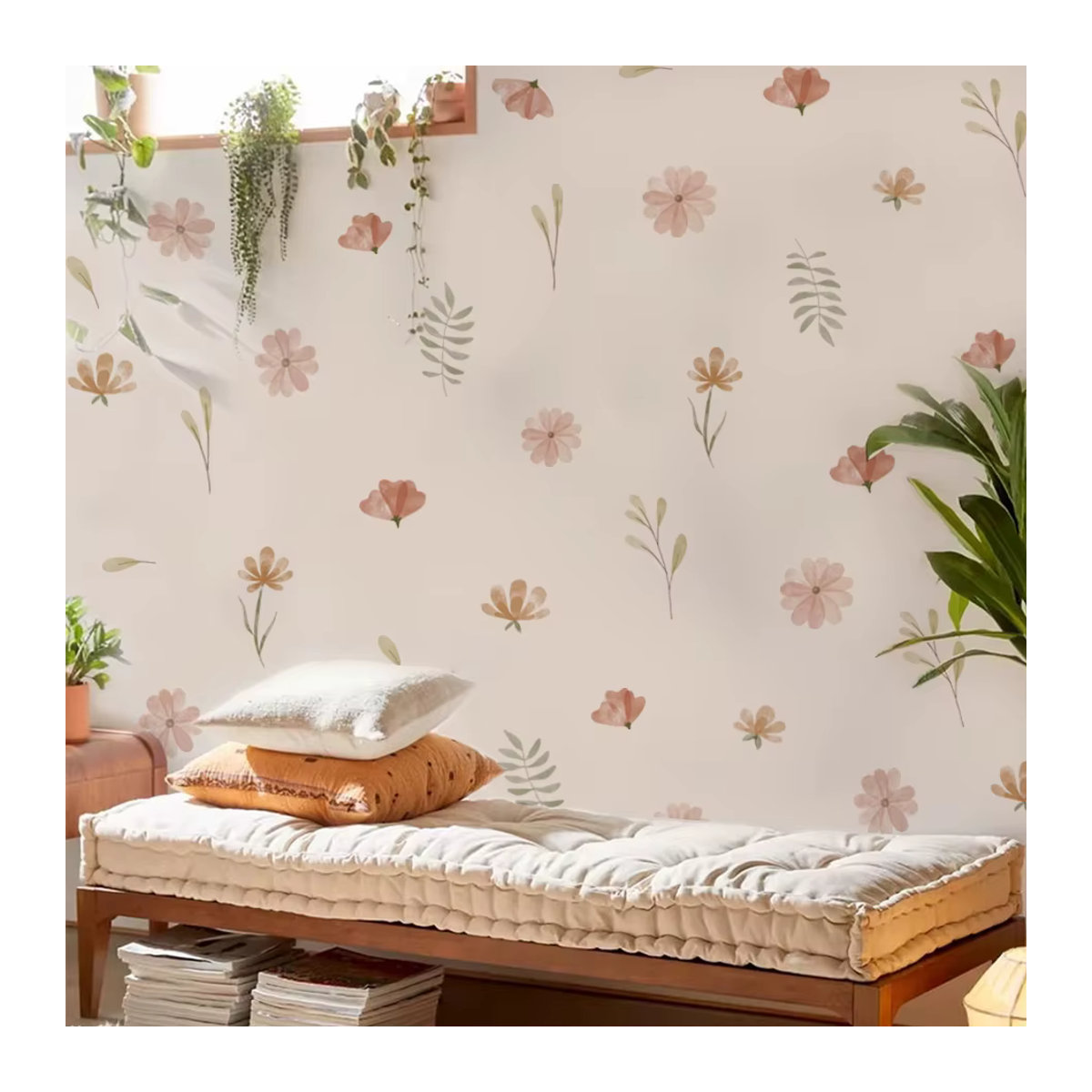Kingsmile Wandaufkleber im Boho-Stil mit floralem Aquarell-Design in Beige aus Kunststoff für Kinderzimmer und Wohnzimmer - Bild 3