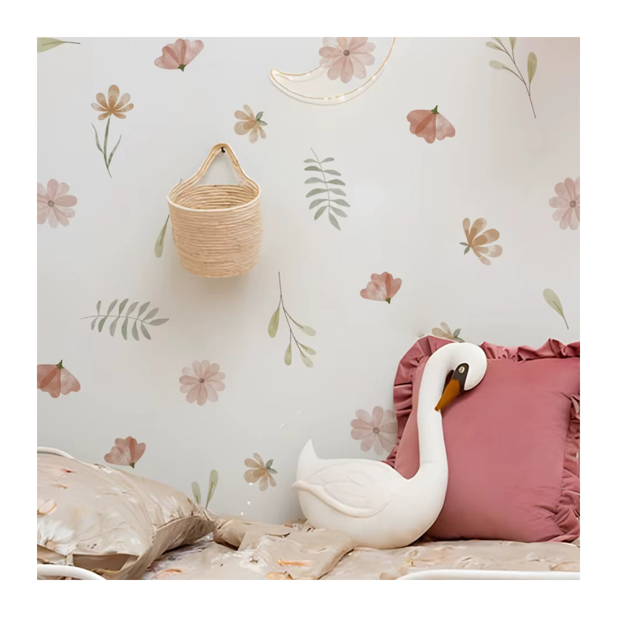 Kingsmile Wandaufkleber im Boho-Stil mit floralem Aquarell-Design in Beige aus Kunststoff für Kinderzimmer und Wohnzimmer - Bild 4