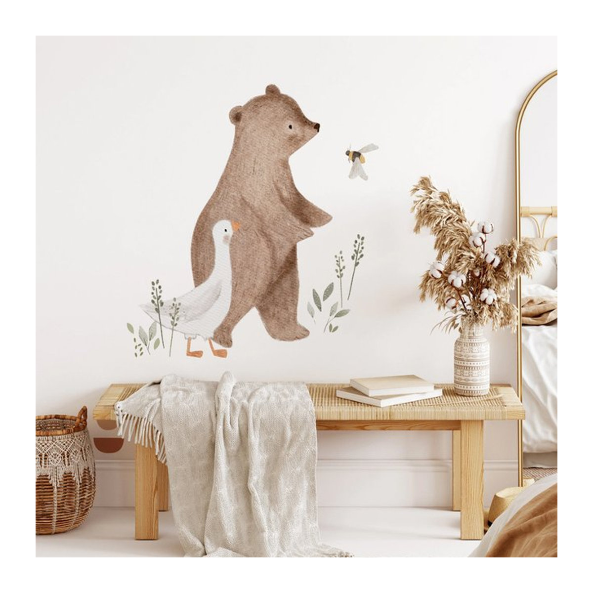 Kingsmile Wandaufkleber mit Cartoon Motiven wie Bär, Hirsch, Kaninchen, Vogel und Biene in Mehrfarbig für Kinderzimmer, Wohnzimmer oder Büro - Bild 1