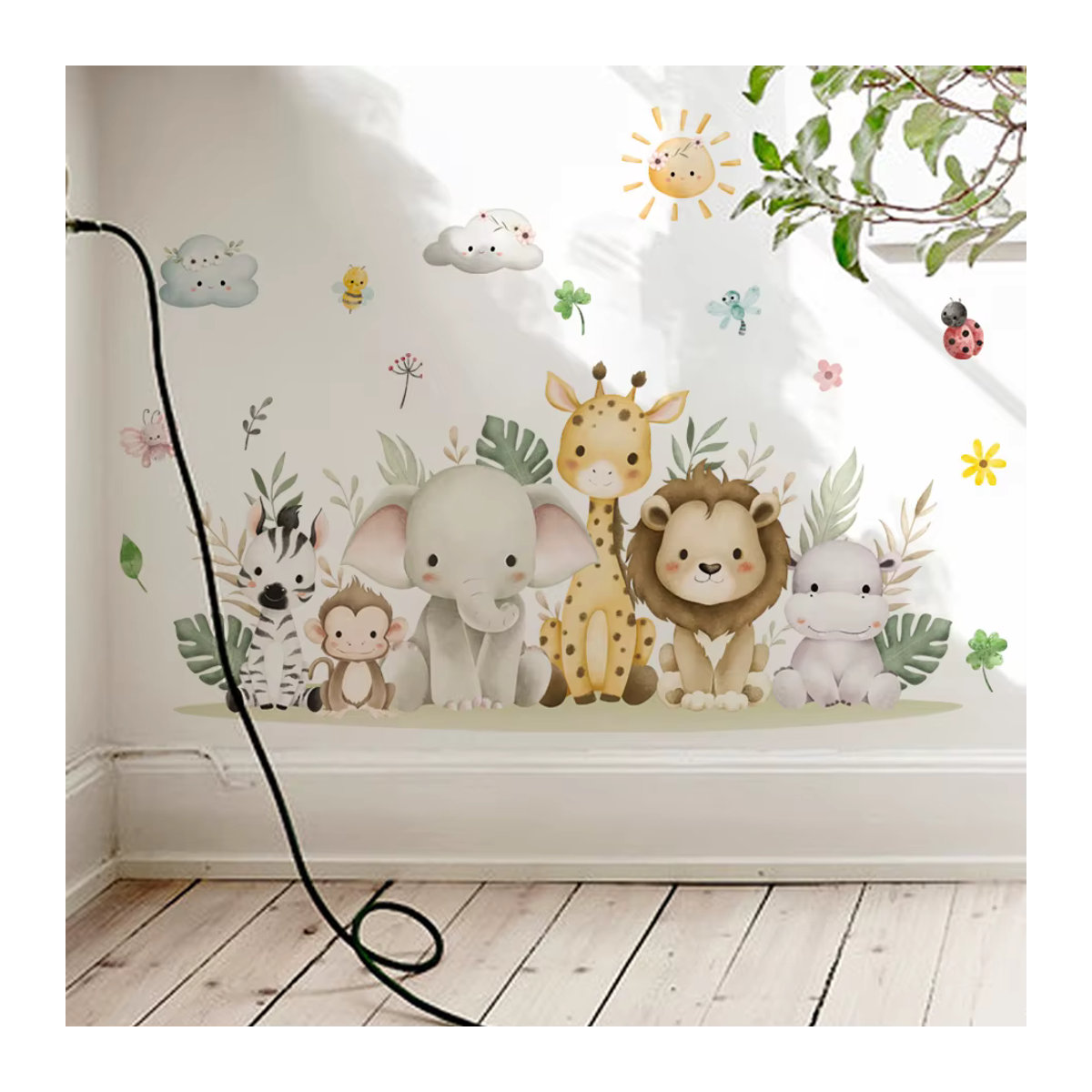 Kingsmile Wandaufkleber mit süßen Afrika Tieren im Aquarell-Stil, mehrfarbig, ideal für Kinderzimmer und Kindergarten - Bild 3