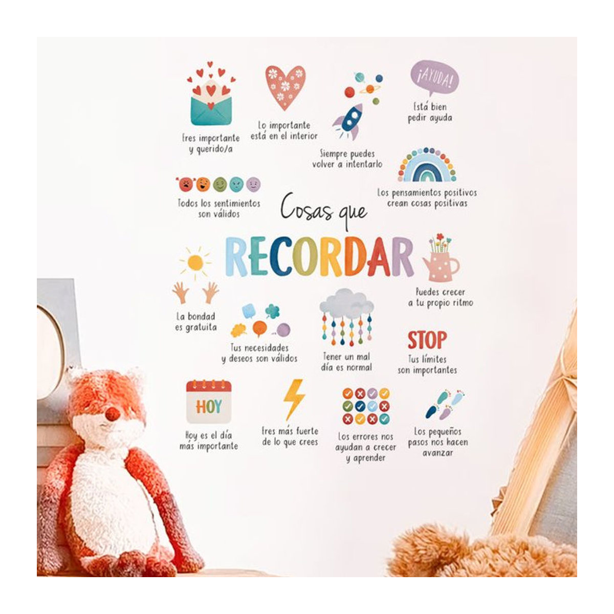 Kingsmile Wandaufkleber Spanische Begriffe für Kinderzimmer und Therapie-Büros, mehrfarbig, Wanddekoration mit Buchstaben - Bild 1