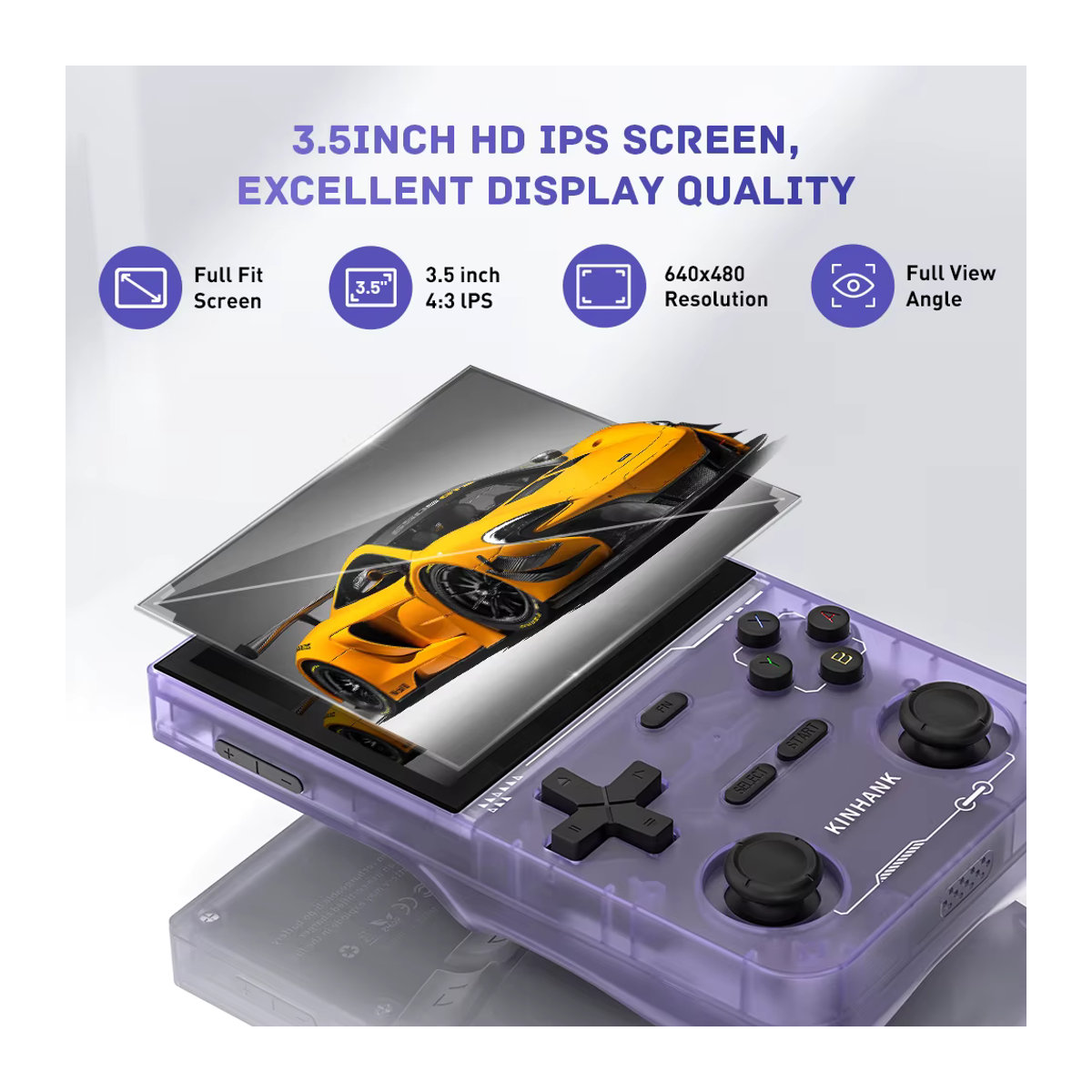 KINHANK K36 Retro Handheld-Videospielkonsole mit 16000 Spielen, Emulator für PS1/PSP/DC/N64/SS, 3,5 Zoll IPS-Bildschirm, Schwarz - Bild 3