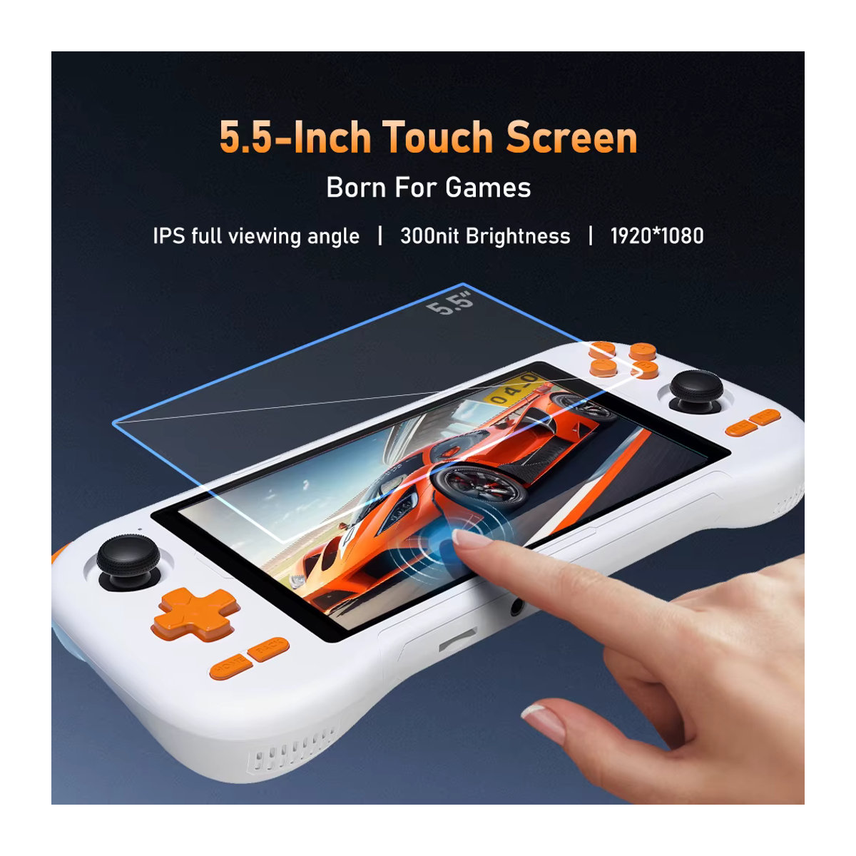 KINHANK K56 Handheld-Spielekonsole mit 5,5 Zoll Touchscreen, Android 14, 5000 mAh Akku und 27000 Spielen in Weiß - Bild 2